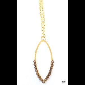URBAN POSH NECKLACE 925 SILVER SMOKEY QUARTZ GOLD